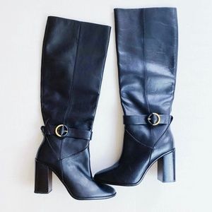 TED BAKER Celsiar Black Leather Heeled Boots Sz40